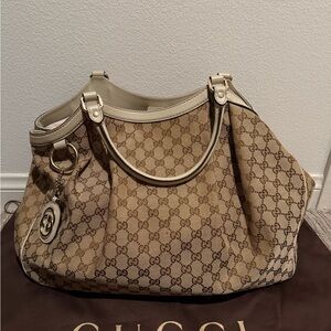 GUCCI Monogram Large Sukey Tote - Off White